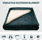 Outdoor Camping Blanket with Sherpa Lining, Extra Warm Thick Camp Blankets and Puffy Ultralight Soft Poncho DWR Camping Quilt for Cold Weather, Adventure, Sleeping, Backpacking 78"x 56"