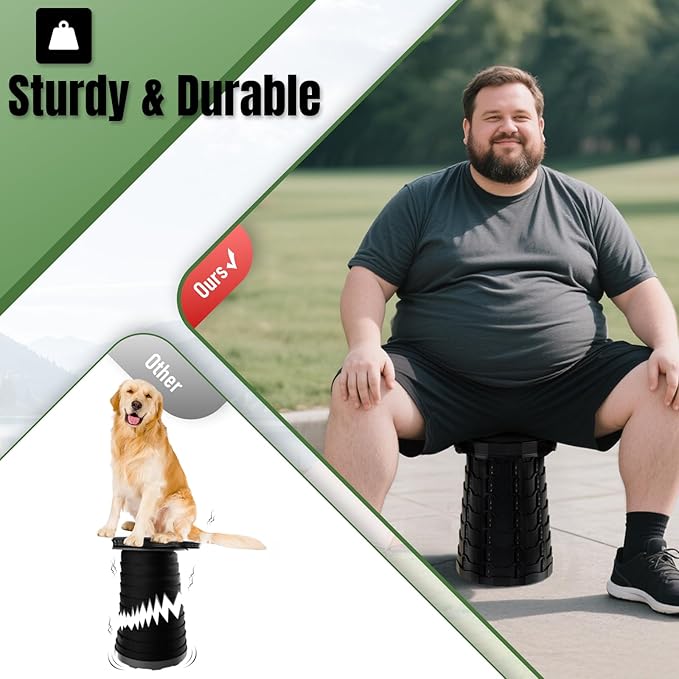 Upgraded Foldable Stool Thickened, Portable Collapsible Stool Retractable Stool for Fishing, Hiking Tours, BBQ, Parties, Outdoor Activities