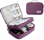 Lanola Travel Cable Organizer Bag, Electronic Accessories Case Portable Double Layer Cable Storage Bag for Cord,phone,Charger, Flash Drive, Phone, SD Card,Personal Items - (Purple)
