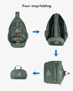 WATERFLY Packable Small Crossbody Sling Backpack Shoulder Chest Bag Daypack for Hiking Traveling Grey