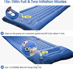 Camping Sleeping Pads，Extra Thick 5 Inch Inflatable Sleeping Mat with Pillow Built-in Pump，Oversized Mattress Super Portable Backpacking Sleeping Pad (Blue, Single)
