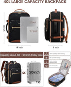 LOVEVOOK 40L Travel Backpack for Women & Men, Airline Approved Carry On Luggage with 3 Packing Cubes, TSA Overnight Bags, Waterproof Personal Item Bag, Weekender Essentials Backpacks fits 17" Laptop