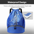 Hoedia Sports Drawstring Backpack - String Swim Gym Bag with Shoes Compartment and Wet Proof Pocket for Women&Men