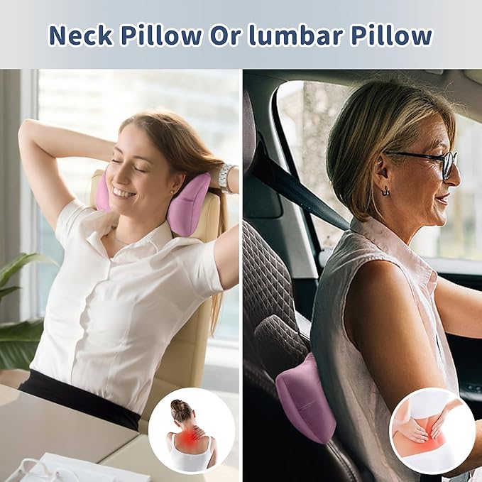 Pro Goleem Small Pillow 11’’x6’’x2.5’’ for Camping and Traveling with Name Tag Mini Tiny Pillow for Toddler Sleeping and Chair Car Air Nap Neck Lumbar Knee Rest Pillows, Pink