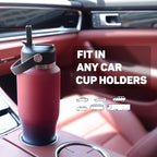 32oz Water Bottle with Powder Coated, Fit in Any Car Cup Holder, Water Bottle with Straw Lids, Stainless Steel Insulated Water Flask Double Wall Leak-proof BPA Free to Keep Cold&Hot