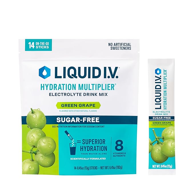 Liquid I.V.® Hydration Multiplier Sugar-Free - Green Grape | Electrolyte Powder Drink Mix | 1 Pack (14 Servings)