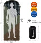 KingCamp Sleeping Bag for Adults, Cold Weather & Warm XL Big and Tall Flannel Sleeping Bags with Compression Sack Portable Waterproof Essentials Gear Accessories for Outdoor Camping