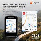 Magene C606 Smart Navigation GPS Bike Computer with Offline Map, 2.8-inch Color Touchscreen, WiFi & Bluetooth Cycling Computer, 11 Languages, IPX7 Waterproof