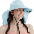 SUN CUBE Wide Brim Sun Hat with Neck Flap, UPF50+ Hiking Safari Fishing Hat for Men Women, Sun Protection Beach Hat