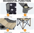 Colorsoul 2 Pack Folding Camping Chairs, Outdoor Lawn Chair Set of 2, Padded Camping Chairs w/Cup Holder & Carry Bag for Sports Garden Beach Terrace, American Flag