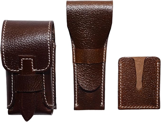 Premium Leather Toiletry bag With Waterproof Lining,Grooming Travel Mens Toiletry Bag,Mens Leather Shaving Bag, Handcrafted Vintage shaving- Kit (Combo of 4 Items)