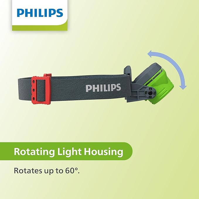 Philips Xperion 3000 LED Headlamp Work Light, 300 Lumen Professional Flashlight with Diffused Flood Light and Rotatable Spotlight for Mechanics, Running, Camping, Grilling, Outdoor Use