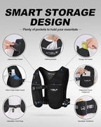 Running Vest with Running Water Bottle,Adjustable Reflective Hydration Vest with Waterproof Phone Holder for Women Men,Lightweight Water Vest for Outdoors