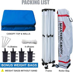 MASTERCANOPY Pop-up Canopy Tent with Sidewalls (10x15,Blue)