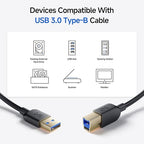 Cable Matters 5Gbps USB 3.0 Cable - 6ft, USB A to B Cable, USB3 Cord with Type-B 3.0 Connector for Hard Drive Enclosure/Built-in Hub and More, Black