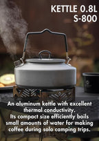 CAMPINGMOON 0.8L Camping Kettle Coffee Tea Pot Portable Ultra-Light S800