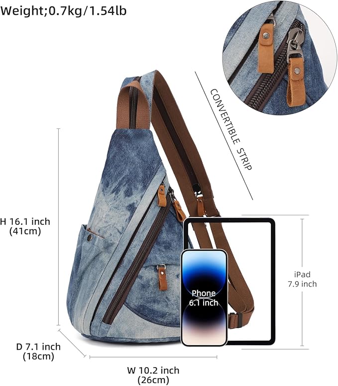 KL928 Canvas Sling Bag - Small Crossbody Backpack Shoulder Casual Daypack Rucksack for Men Women(Large Version)