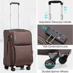 Hanke 28 Inch Luggage Softside Expandable Suitcases with Spinner Wheels, Travel Checked Luggage for Women Men(Coffee)