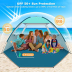 COMMOUDS Beach Tent Sun Shade for 3/4-5/6-7/8-10 Person, UPF 50+ Beach Sun Shelter Canopy Tent, Lightweight, Easy Set Up and Carry