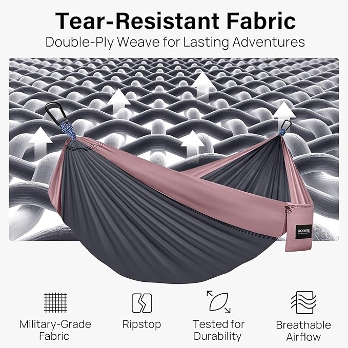 Kootek Camping Hammock, Portable Hammocks with Tree Straps & Attached Carry Bag, Camping Essentials Gear, Perfect for Outside Indoor Hiking Beach Backpack Travel