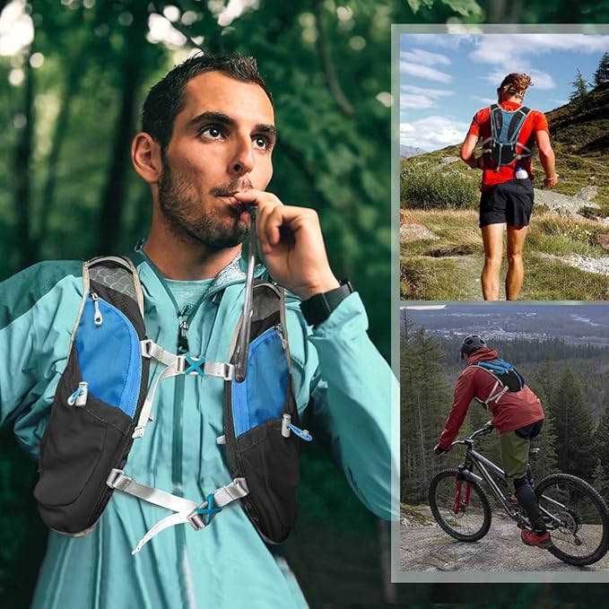 Hydration Pack Backpack，IX INOXTO Running Hydration Vest with 1.5L ( 50 oz) Water Bladder for Men Women，Lightweight Water Backpack for Hiking Cycling Climbing Camping (Black)