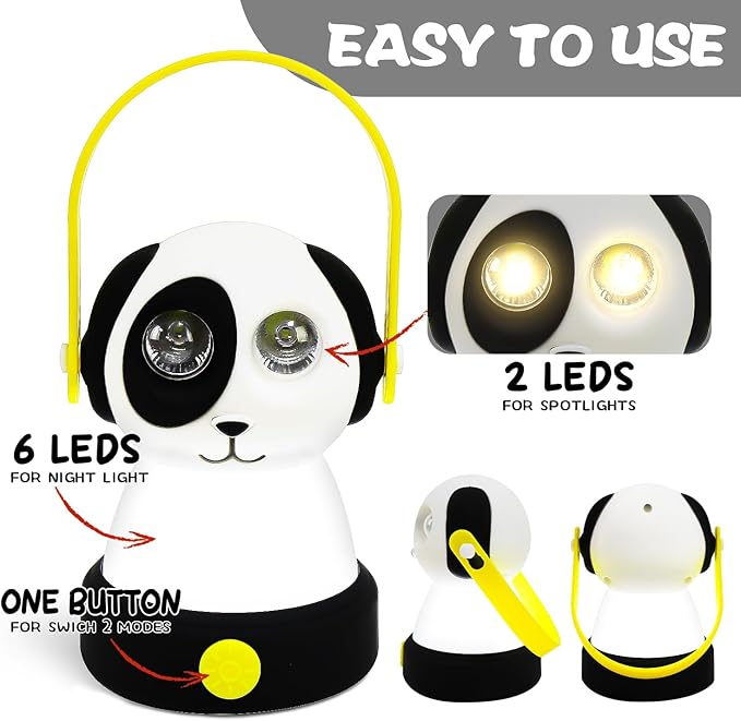 Outdoor Kids Camping Lanterns & Headlamp Set, Battery Powered Night Light, Lightweight LED Equipment, Birthday Christmas Gift (Dog Set)