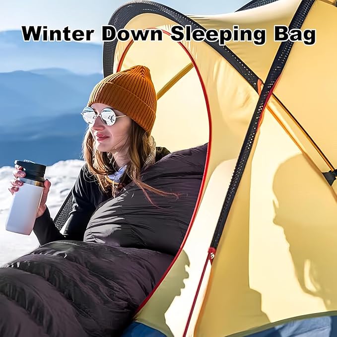 Ultralight Down Sleeping Bag for Adults with 600 Fill Power, Compact Sleeping Bag for Backpacking, Hiking and Camping