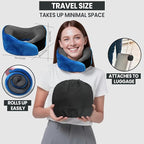 Travel Pillow, 100% Pure Memory Foam Travel Neck Pillow Airplane Neck Support Ergonomic Design for Traveling Suitable for Airplanes,Offices and Cars-Blue