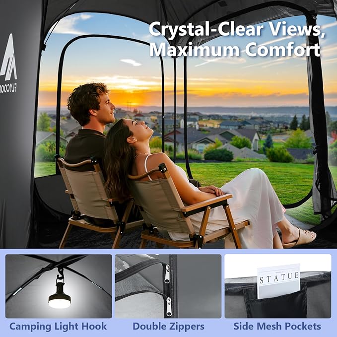 Sports Tent: Flycoop Portable Weather Pop Up Pod 1 Person to Provide Shelter from Wind Rain and Cold Weather Shelter for Outdoor Activities, Sports Events, Camping and Hiking