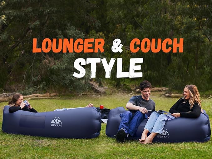 WEKAPO Inflatable Sun Lounger, Air Sofa, Hammock, Portable, Waterproof and Leak-Proof, Ideal for Backyard, Beach, Travel, Camping, Picnics and Music Festivals