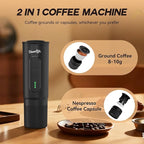 H02 PRO Portable Espresso Machine, Travel Coffee Maker fits NS Capsule & Ground Coffee, Father's Day Camping Small Mini Coffee Machine with Self-heating, Electric Espresso Maker