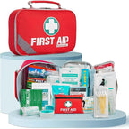 General Medi 2-in-1 First Aid Kit (215 Piece Set) + 43 Piece Mini First Aid Kit -Includes Ice(Cold) Pack, Moleskin Pad and Emergency Blanket for Travel, Home, Office, Car, Workplace