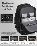 Fiordcase Vacuum Rolling Backpack with Vacuum System, Pump and Charging Port, Carry On Luggage with Vacuum Seal Bag, Wheels, TSA Lock, Travel Suitcase with Vacuum Compression Bag for 17" Laptop