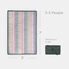 Little Unicorn 5'x7' Outdoor Family Picnic & Beach Blanket | Durable & Water-Resistant Fabric | Compact Fold & Easily Wipes Clean | Zipper Pocket (Chroma Rugby Stripe)