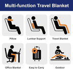 Multifunctional Neck Pillow, Soft Warm Blanket with Cozy Neck Pillow Case, Portable Blanket Set for Airplane, Camping, Car (Navy Blue)