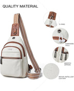 7L Sling Bag For Women Faux Leather Anti Theft Small Casual Daypack Backpack Fanny Pack Crossbody Chest Bags Purse Waterproof Beige Brown