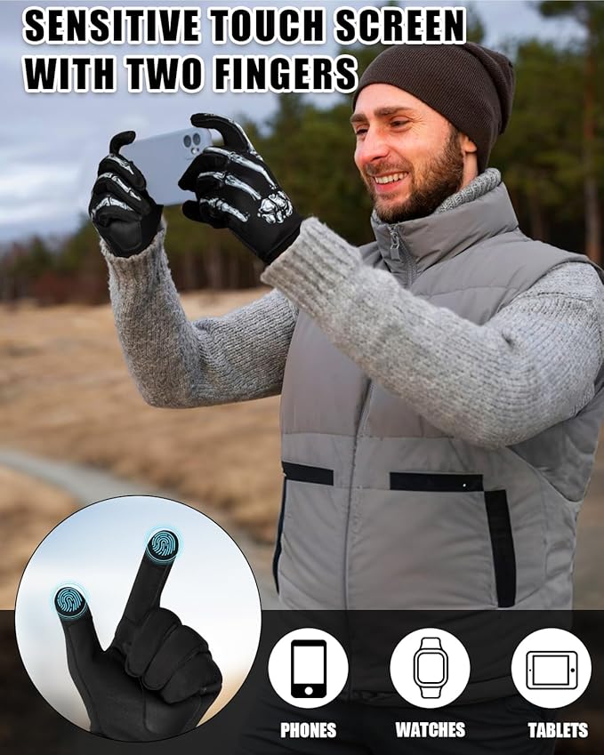 RIGWARL Winter Gloves Men and Women Medium-Thick, Gloves for Cold Weather with Thermal Plush, Touchscreen Running Glove Adjustable Zippered Wrist for Walking The Dog Hiking Camping Cycling Work