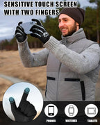 RIGWARL Winter Gloves Men and Women Medium-Thick, Gloves for Cold Weather with Thermal Plush, Touchscreen Running Glove Adjustable Zippered Wrist for Walking The Dog Hiking Camping Cycling Work