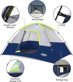 Camping Tent 4 Person, Waterproof Windproof Tent with Rainfly Easy Set up-Portable Dome Tents for Camping