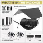 ADVOKAIR Camping Hammock with Mosquito Net and Rain Fly, Up to 500lbs, Ultralight and Portable Nylon Travel Hanging Hammock with Tree Straps, Perfect for Outside, Backpacking, Hiking and Backyard