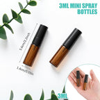 Zhehao 50 Pcs Mini Spray Bottles 3ml Clear Glass Perfume Bottles Refillable Fine Mist Perfume Atomizer Portable Empty Sample Containers for Cleaning, Essential Oils, Travel (Amber)