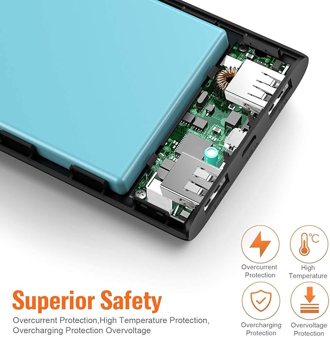 [2 Pack] Portable Charger Power Bank 10000mAh,Ultra Slim Portable Phone Charger with Dual USB Outputs,Backup External Battery Pack Compatible with iPhone 15/14/13/12,Samsung etc-Black+Black