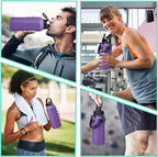32 oz Water Bottles with Straw & Spout Lid, Paracord Handle & Strap, Double Wall Insulated Flask Water Bottle, Reusable Wide Mouth Gym Water Bottles for Women and Men for Fitness Sports