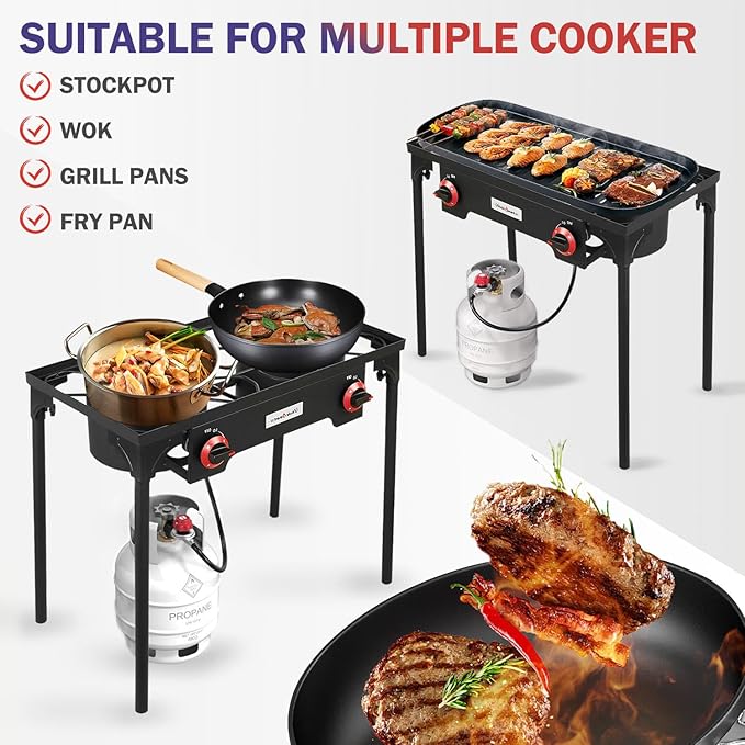 Vivicreate High Pressure Propane Gas Regulator 20 PSIG Outdoor Camping BBQ Grill Stove Burner Estufas de Gas para Cocinar Afuera Es gas propano