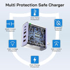 2Pack USB C Fast Charger Block, 60W 5-Port USB C Wall Charger 30W Type C Charging Block, 2USB C+3USB A PPS/PD 3.0 Multiport Charging Cube for iPhone 17 16 15 14 Pro Max,for Galaxy S25 S24 Ultra, i Pad