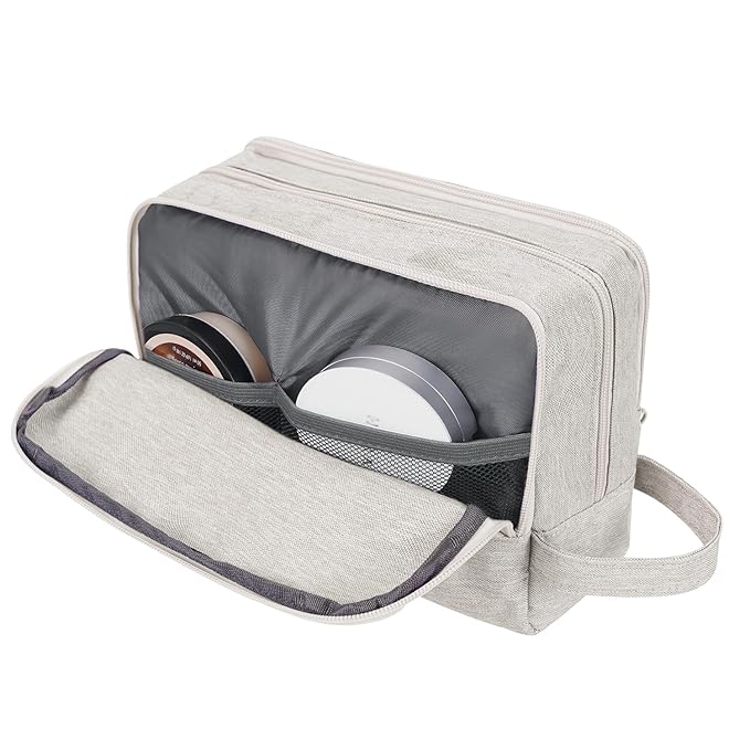 Toiletry Bag for Men Hanging Dopp Kit Water Resistant Shaving Bag Small Toiletry Bag for Traveling (Denim Pure Beige)