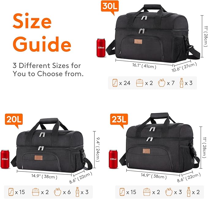 Lifewit Insulated Cooler Bag, 32/48 Can Large Leakproof Beach Cooler, Lightweight Portable Double Layer Soft-Sided Travel Ice Chest for Camping, Kayaking, Road Trips, Grocery Shopping