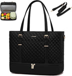 LOVEVOOK Lunch Tote Bag for Women, 15.6 Inch Laptop Work Bag With Lunch Compartment & Large Cup Holder, Lightweight Work Briefcase for Travel, Bussiness, Teacher