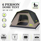 Happy Travel Camping Tent, 4/6 Person Dome Tents for Camping with Rainfly, Waterproof Clip Easy Setup Portable Family Tent with Mesh Windows, 20% More Headroom Backpacking Tents for Camping & Hiking