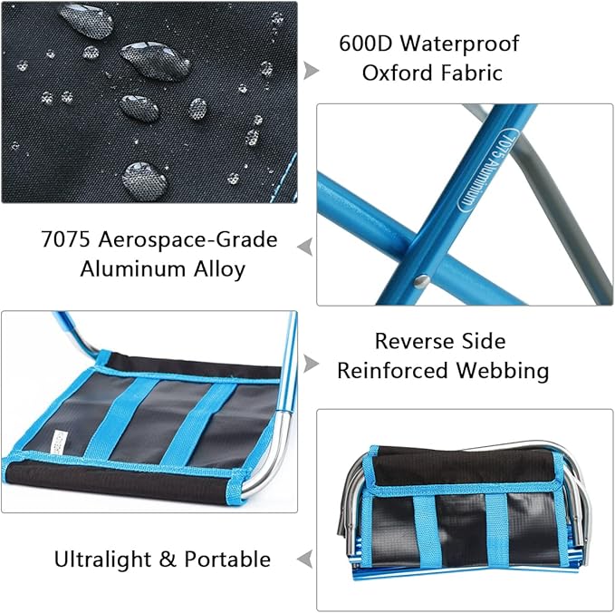 AOUTACC Ultralight Portable Folding Camping Stool for Outdoor Fishing Hiking Backpacking Travelling(XL:13"x14"x15";Large:11.8"x11"x11.4"; Medium:8.3"x9.5"x 11")